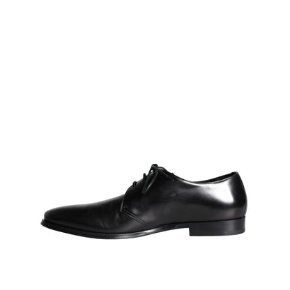 Dolce & Gabbana Black Calfskin Leather Derby Men Dress Shoes