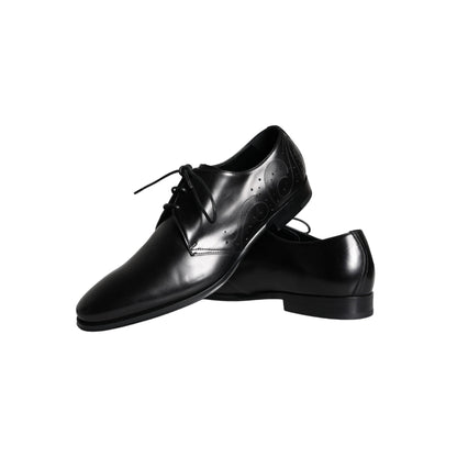 Dolce & Gabbana Black Calfskin Leather Derby Men Dress Shoes