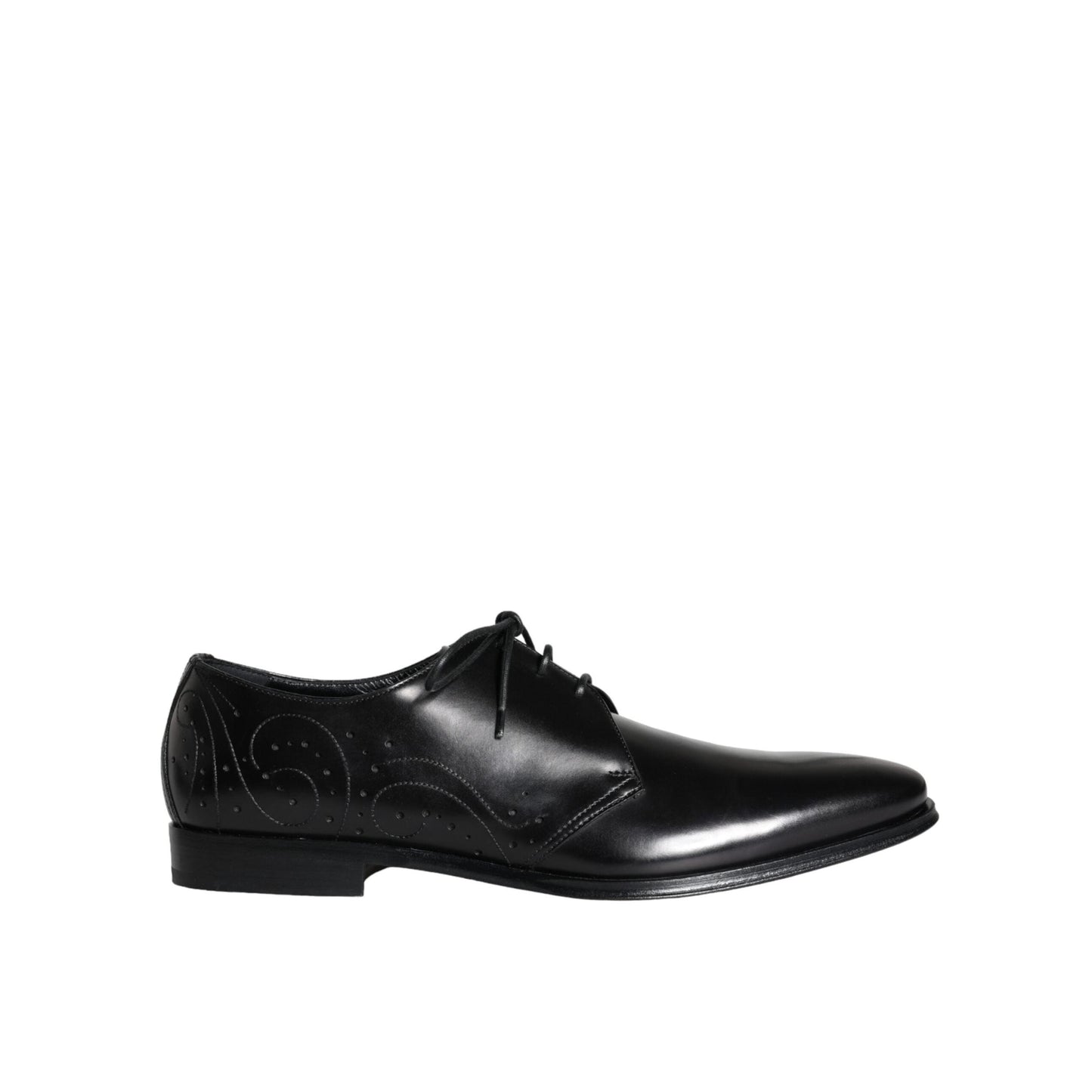 Dolce & Gabbana Black Calfskin Leather Derby Men Dress Shoes