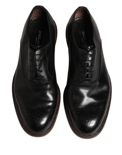 Dolce & Gabbana Black Calfskin Leather Oxford Dress Shoes