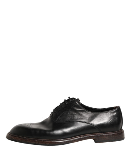 Dolce & Gabbana Black Calfskin Leather Oxford Dress Shoes