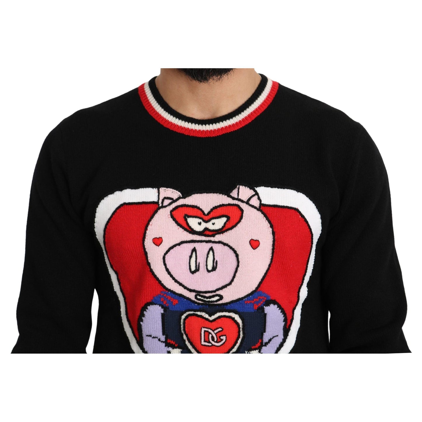 Dolce & Gabbana Black Cashmere Pig of the Year Pullover Sweater