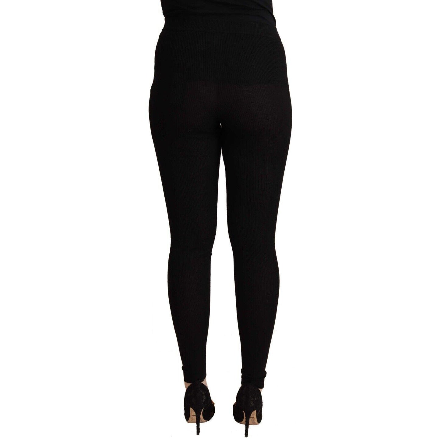 Dolce & Gabbana Black Cashmere Stretch Waist Tights Pants