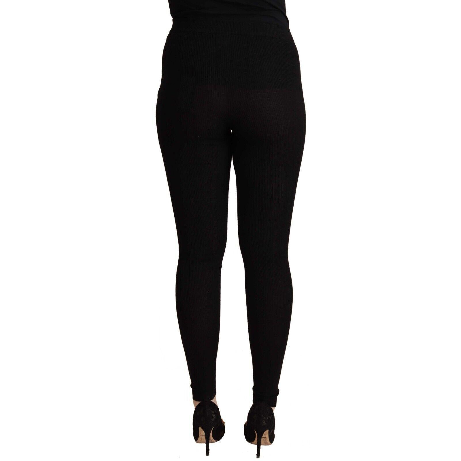 Dolce & Gabbana Black Cashmere Stretch Waist Tights Pants