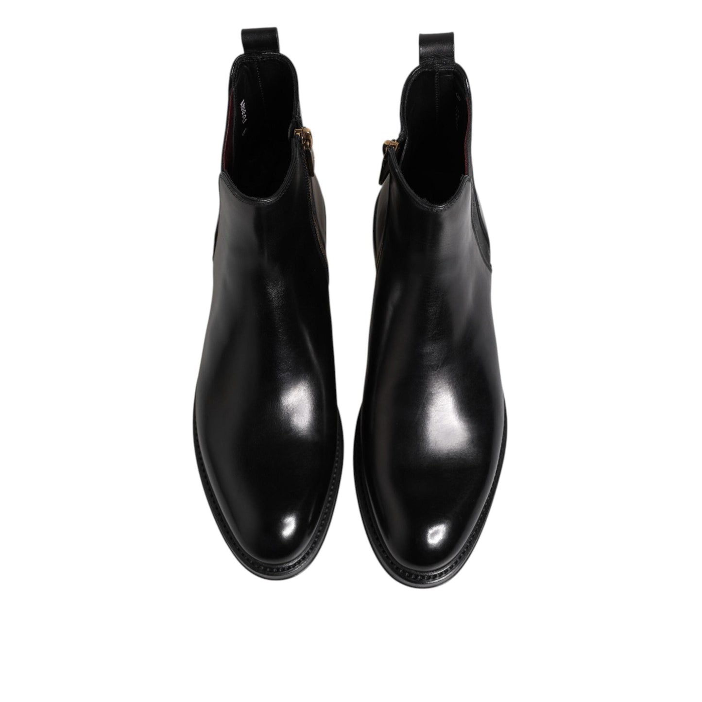 Dolce & Gabbana Black Chelsea Leather Mid Calf Boots Shoes