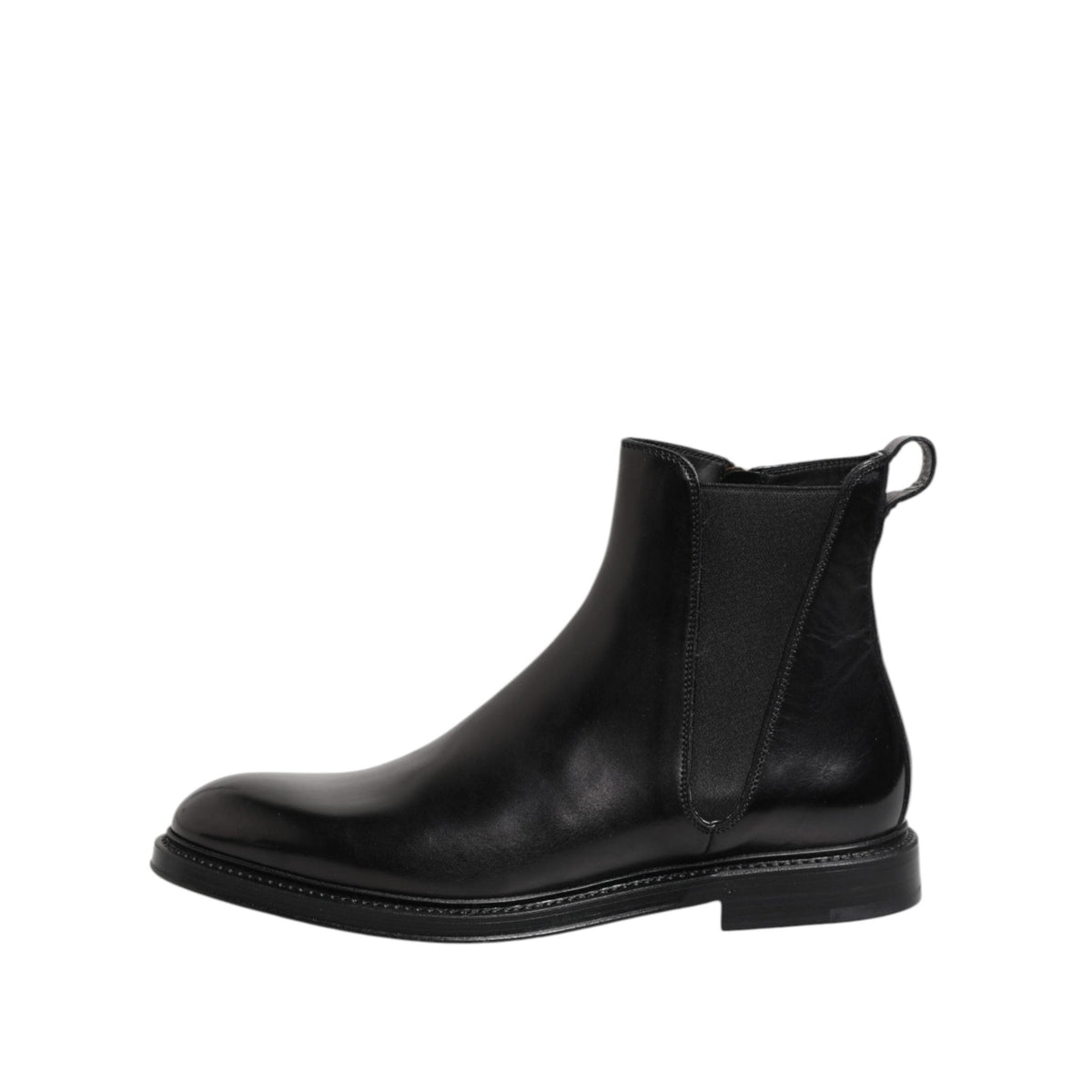Dolce & Gabbana Black Chelsea Leather Mid Calf Boots Shoes