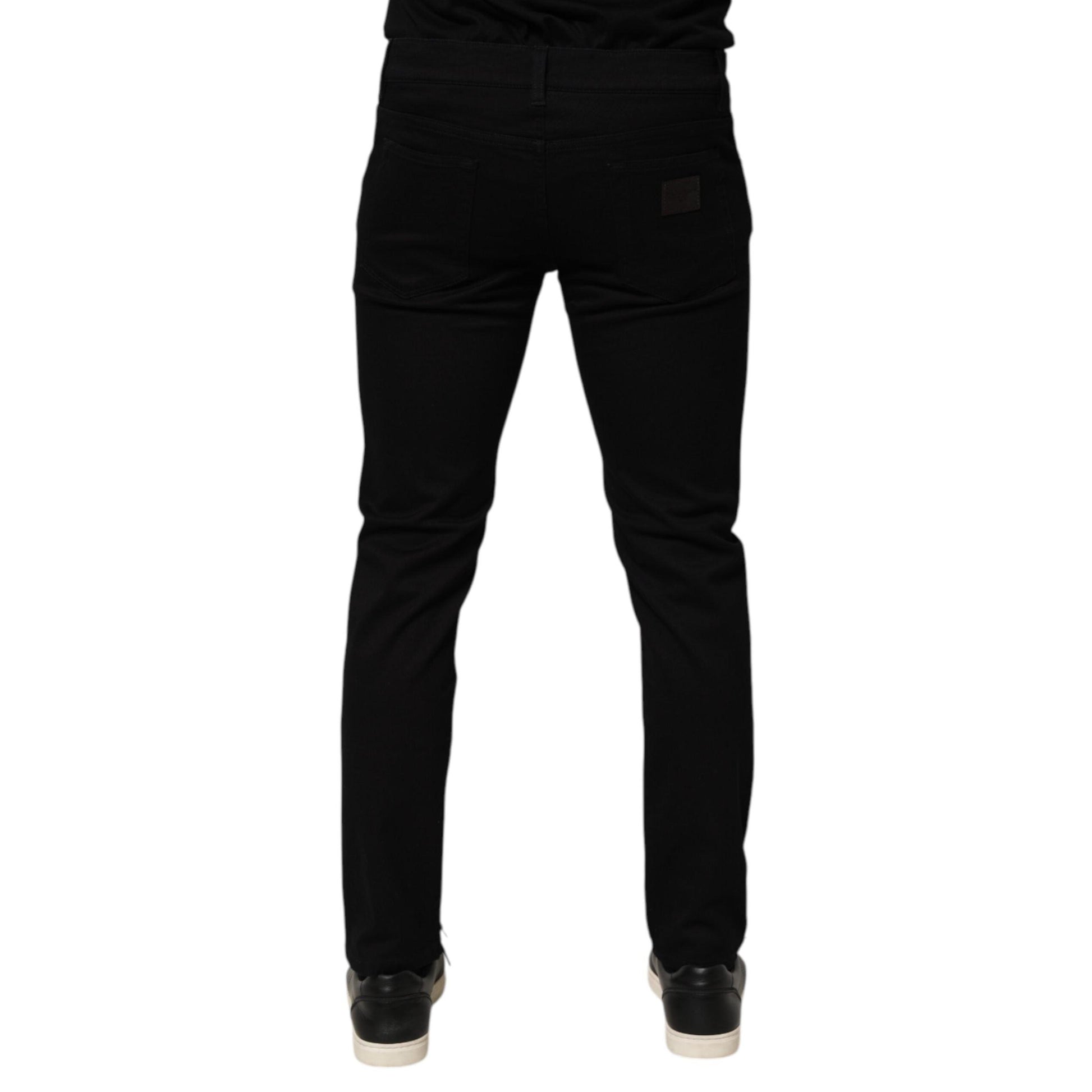 Dolce & Gabbana Black Cotton Blend Skinny Men Trouser Pants