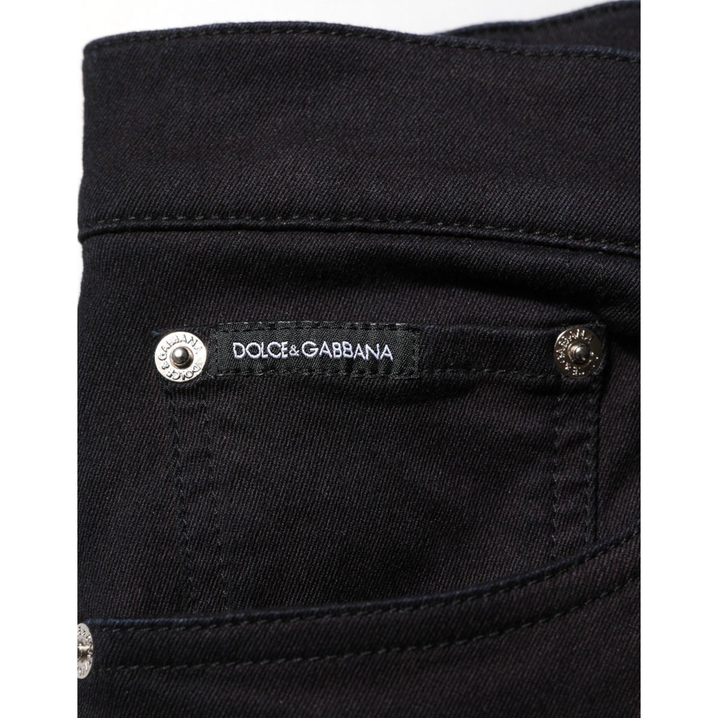 Dolce & Gabbana Black Cotton Blend Skinny Men Trouser Pants