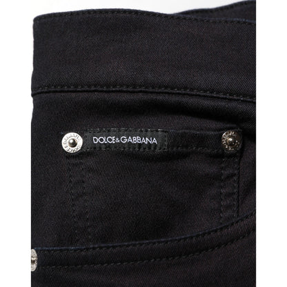 Dolce & Gabbana Black Cotton Blend Skinny Men Trouser Pants