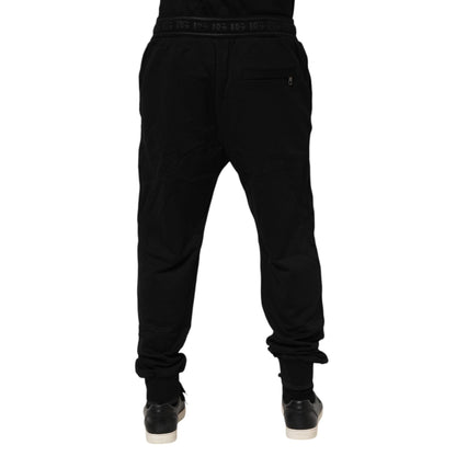Dolce & Gabbana Black Cotton Drawstring Jogger Pants