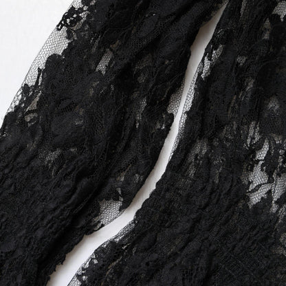 Dolce & Gabbana Black Cotton Floral Lace Women Blouse Top