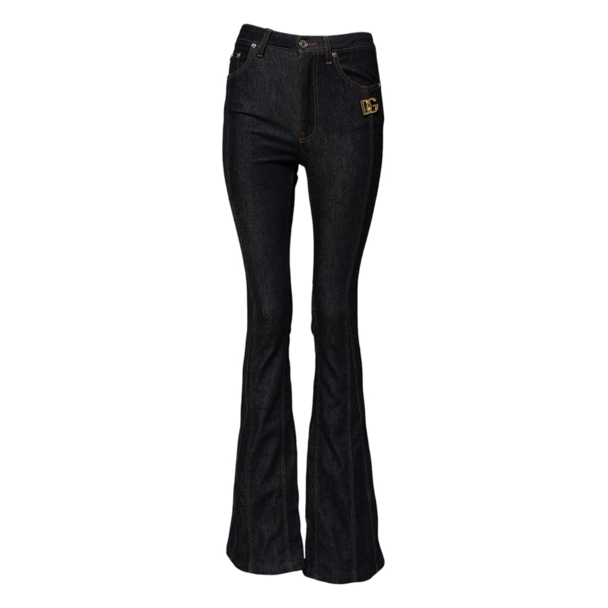 Dolce & Gabbana Black Cotton Mid Waist Bootcut Denim Jeans