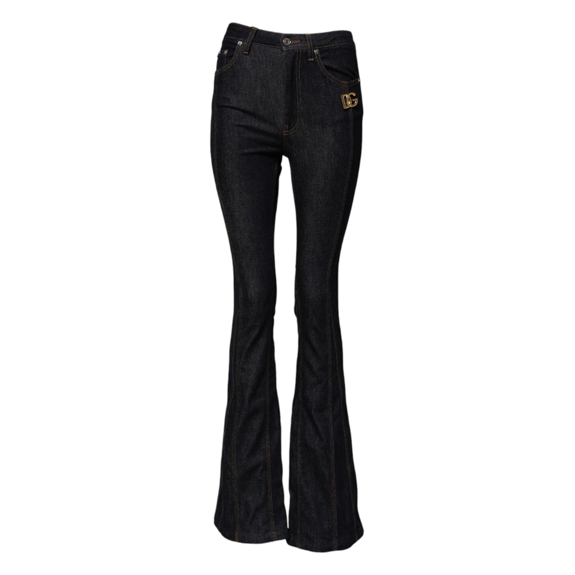 Dolce & Gabbana Black Cotton Mid Waist Bootcut Denim Jeans