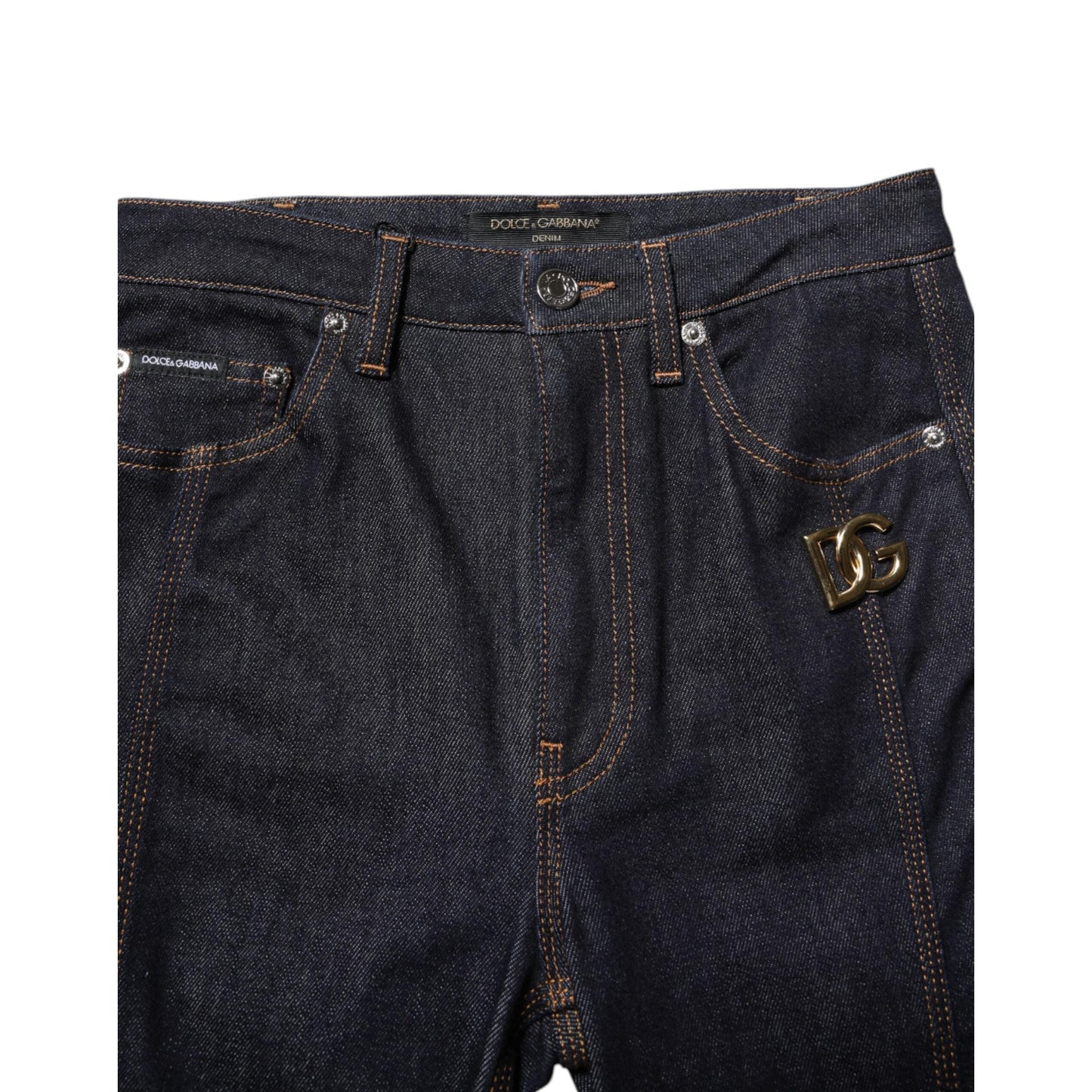 Dolce & Gabbana Black Cotton Mid Waist Bootcut Denim Jeans