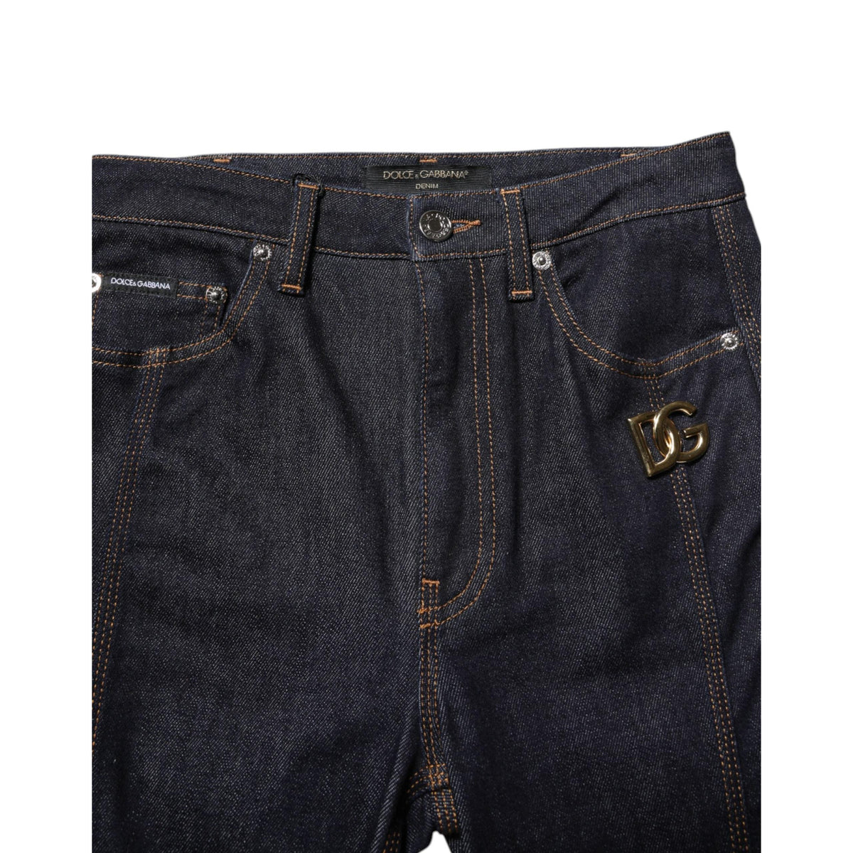 Dolce & Gabbana Black Cotton Mid Waist Bootcut Denim Jeans