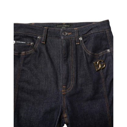 Dolce & Gabbana Black Cotton Mid Waist Bootcut Denim Jeans