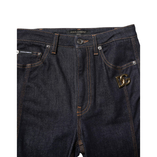 Dolce & Gabbana Black Cotton Mid Waist Bootcut Denim Jeans