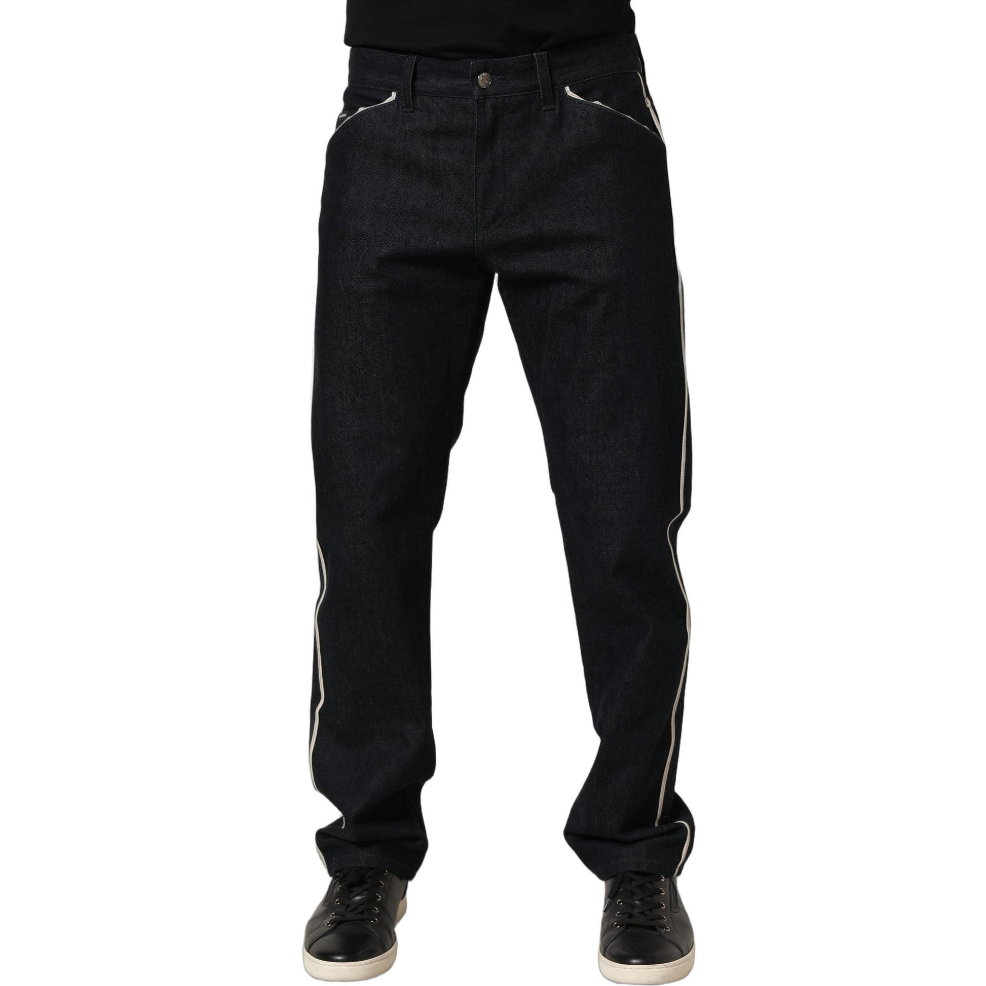 Dolce & Gabbana Black Cotton Mid Waist Classic Men Denim Jeans