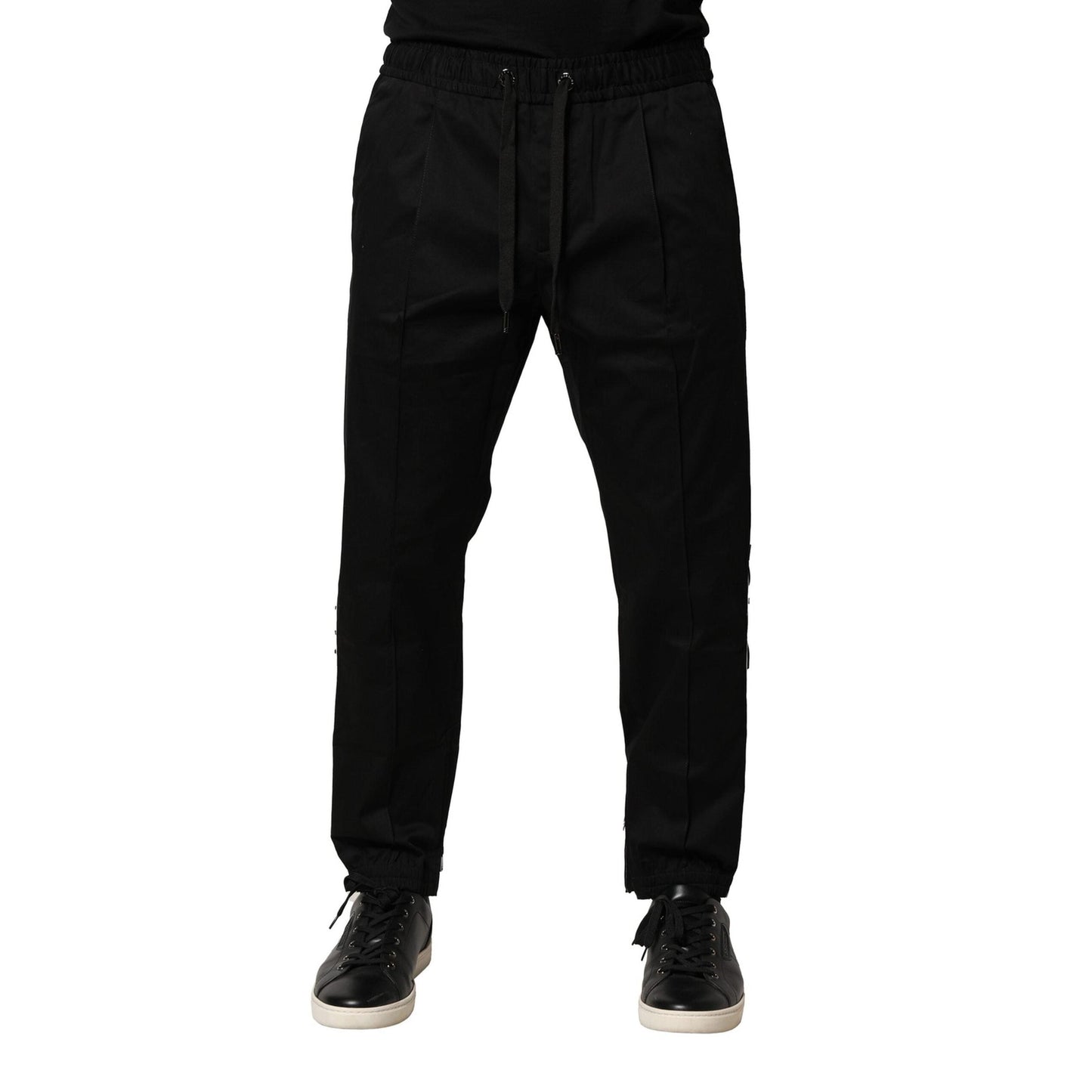 Dolce & Gabbana Black Cotton Mid Waist Jogger Pants