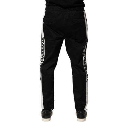 Dolce & Gabbana Black Cotton Mid Waist Jogger Pants