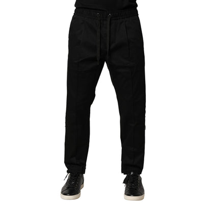 Dolce & Gabbana Black Cotton Mid Waist Jogger Pants
