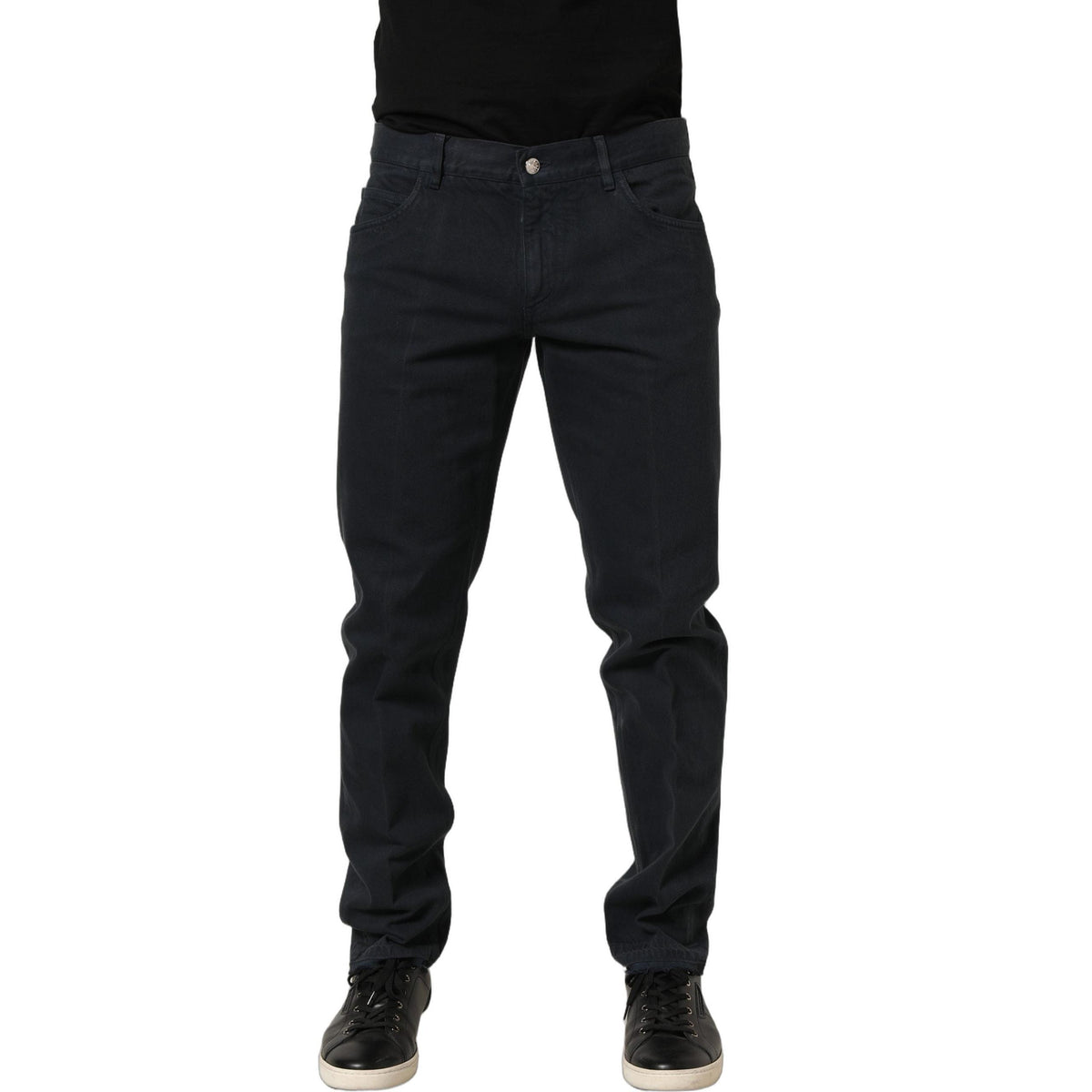 Dolce & Gabbana Black Cotton Mid Waist Skinny Men Denim Jeans