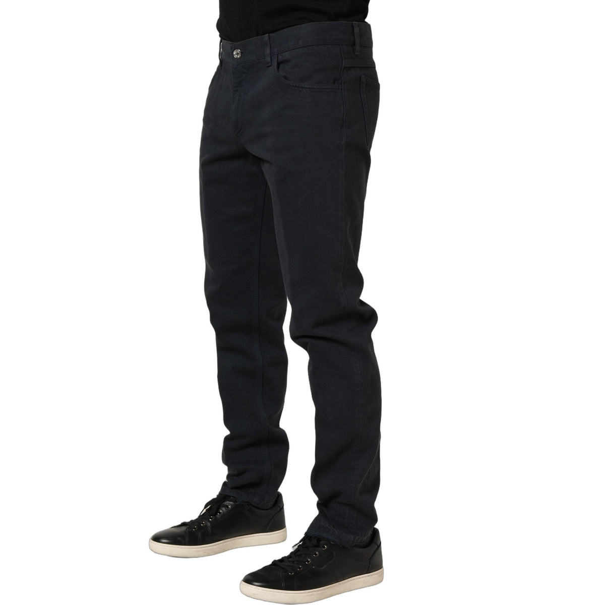 Dolce & Gabbana Black Cotton Mid Waist Skinny Men Denim Jeans