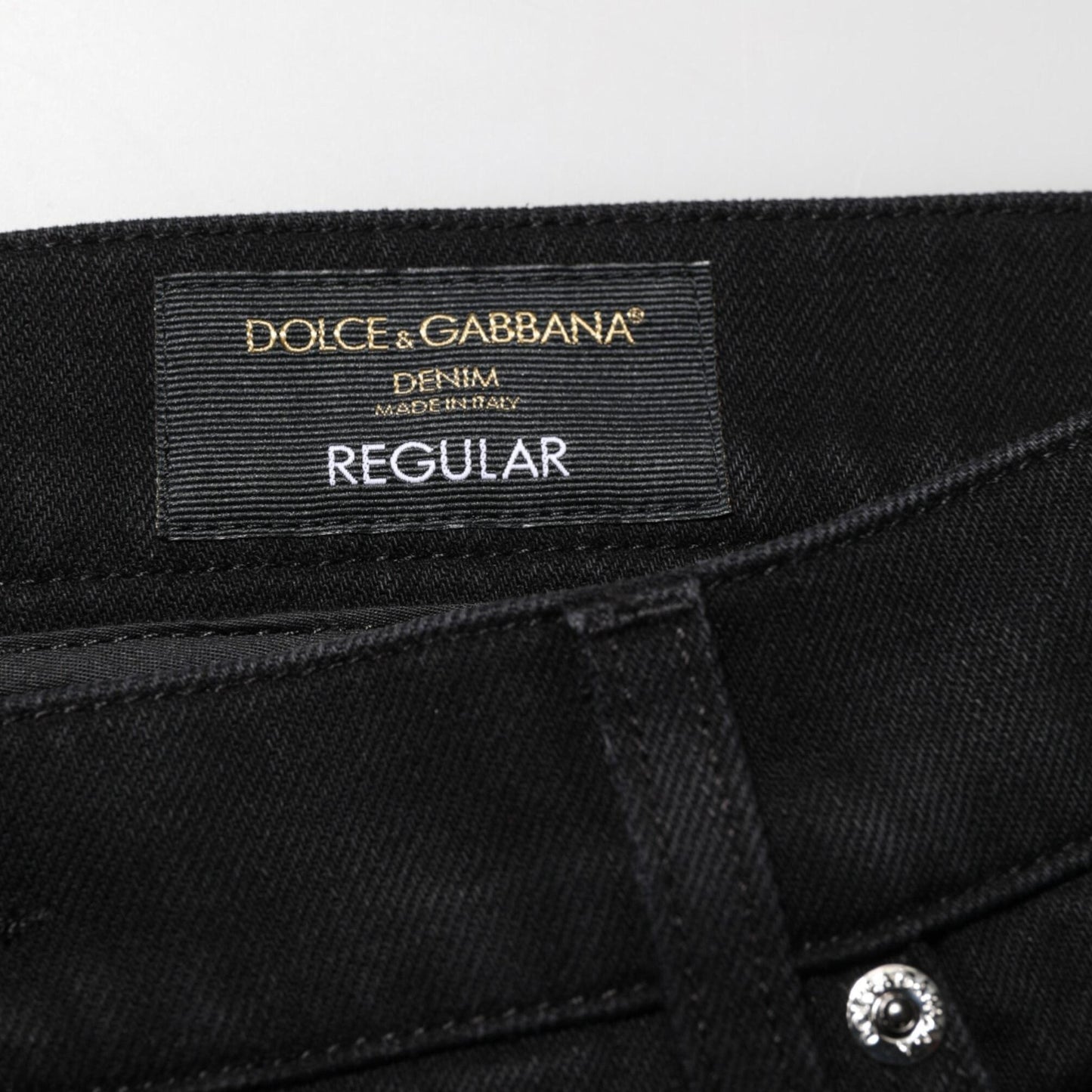 Dolce & Gabbana Black Cotton Regular Denim Men Trouser Jeans