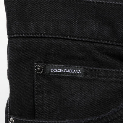 Dolce & Gabbana Black Cotton Regular Denim Men Trouser Jeans
