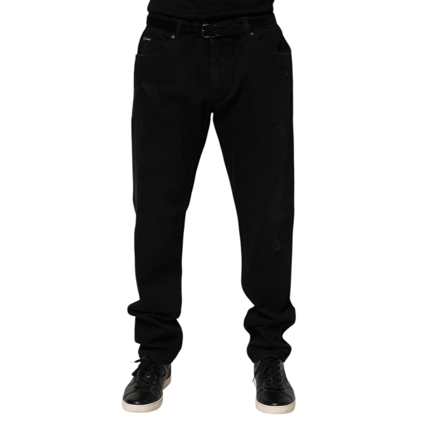 Dolce & Gabbana Black Cotton Regular Denim Men Trouser Jeans
