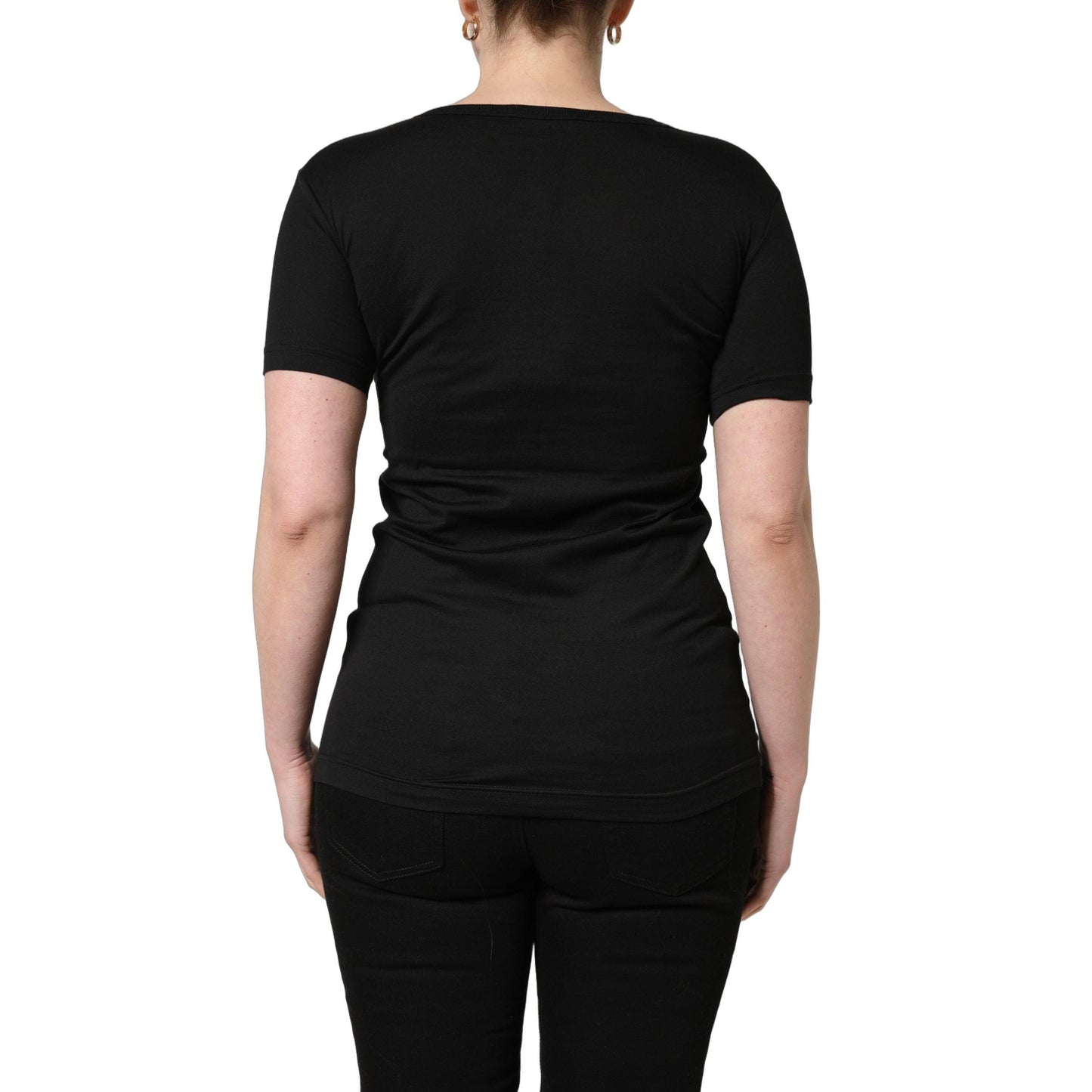 Dolce & Gabbana Black Cotton Round Neck Short Sleeves T-Shirt