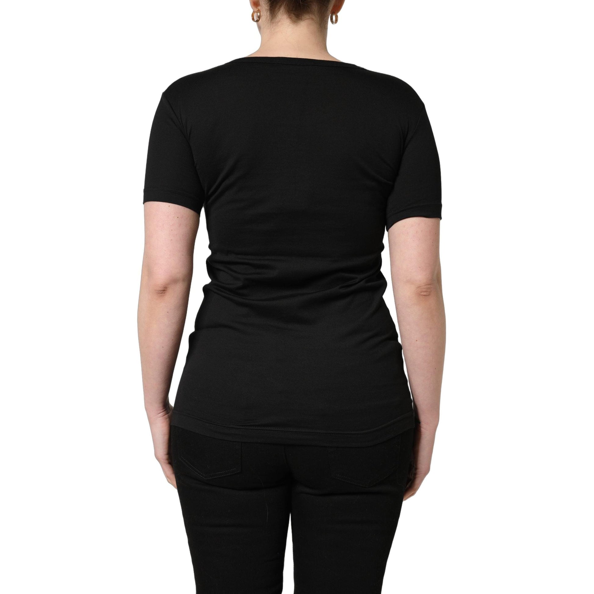Dolce & Gabbana Black Cotton Round Neck Short Sleeves T-Shirt