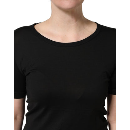 Dolce & Gabbana Black Cotton Round Neck Short Sleeves T-Shirt