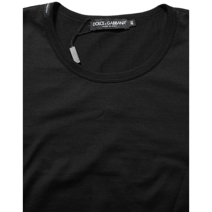 Dolce & Gabbana Black Cotton Round Neck Short Sleeves T-Shirt