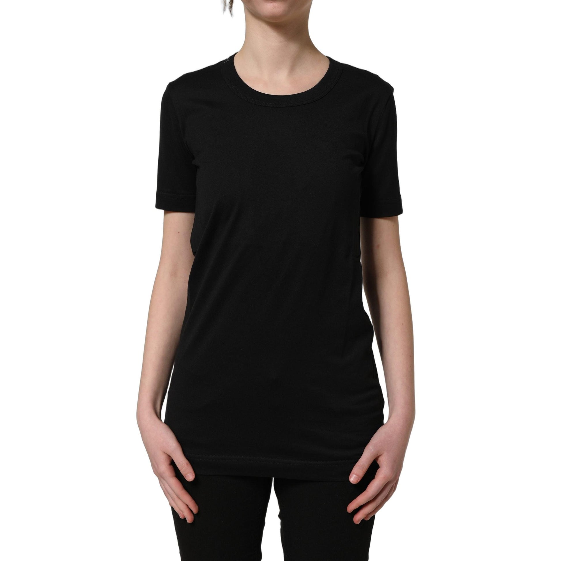 Dolce & Gabbana Black Cotton Short Sleeves Crew Neck T-shirt