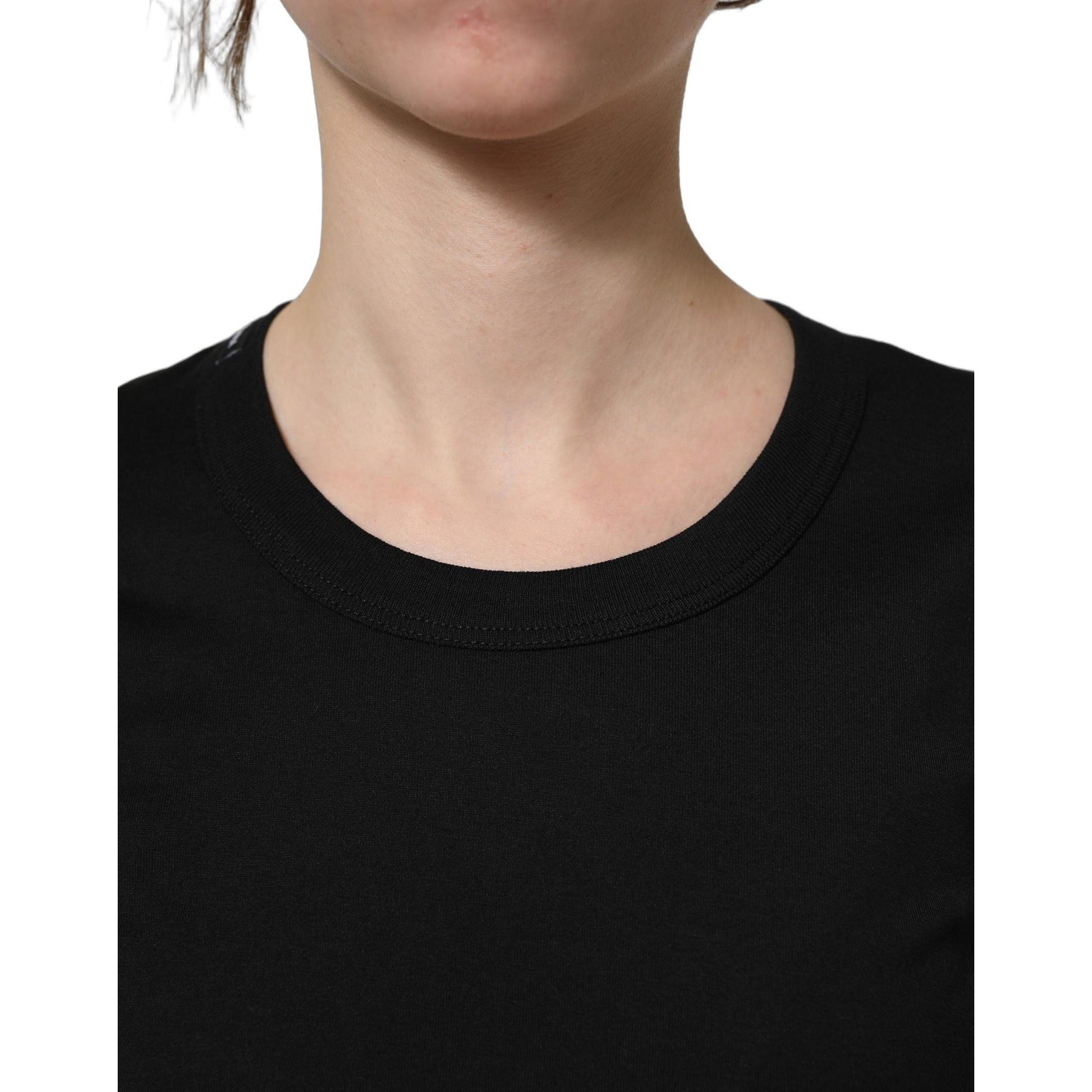 Dolce & Gabbana Black Cotton Short Sleeves Crew Neck T-shirt