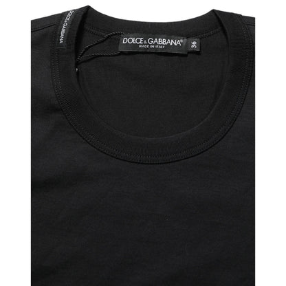 Dolce & Gabbana Black Cotton Short Sleeves Crew Neck T-shirt