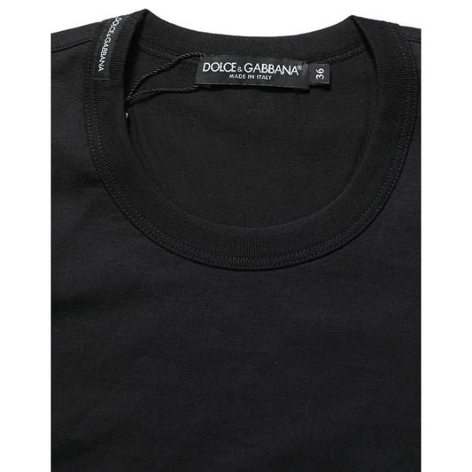 Dolce & Gabbana Black Cotton Short Sleeves Crew Neck T-shirt