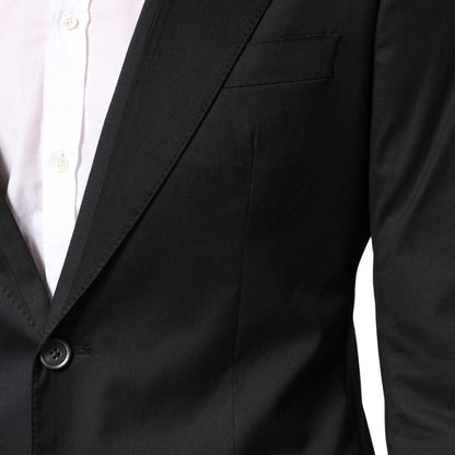Dolce & Gabbana Black Cotton Single Breasted 2 Piece Suit