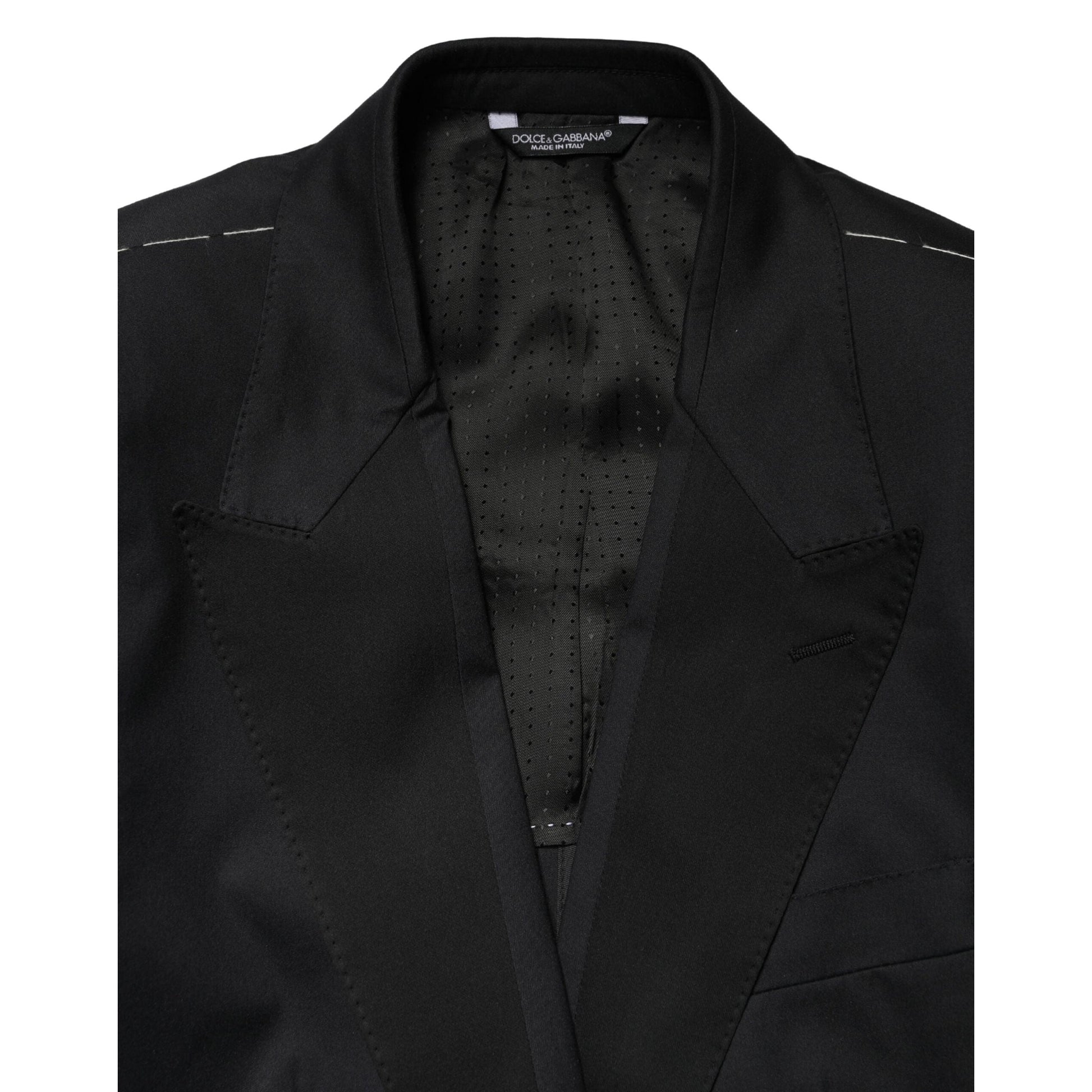 Dolce & Gabbana Black Cotton Single Breasted 2 Piece Suit