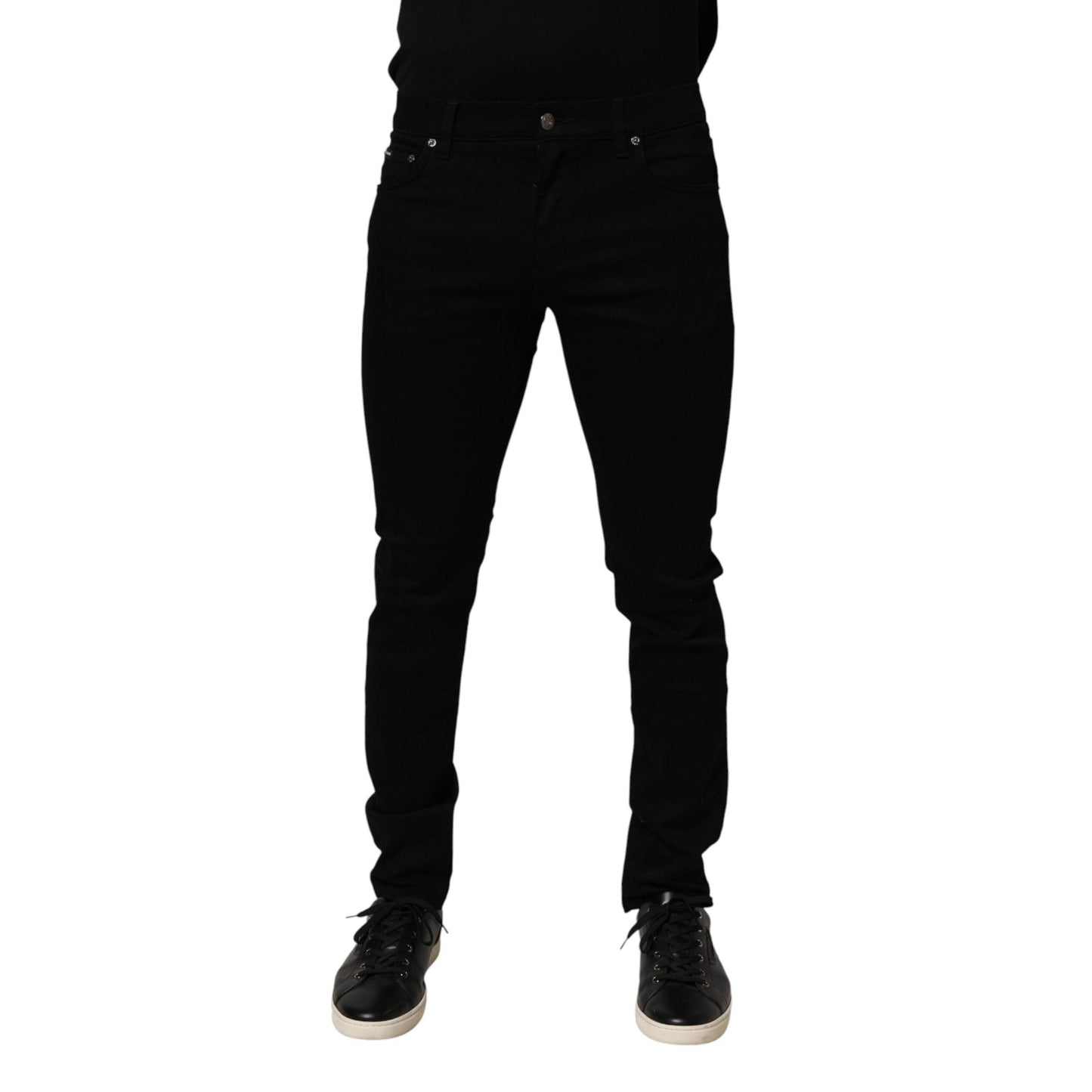 Dolce & Gabbana Black Cotton Stretch Slim Fit Men Denim Jeans