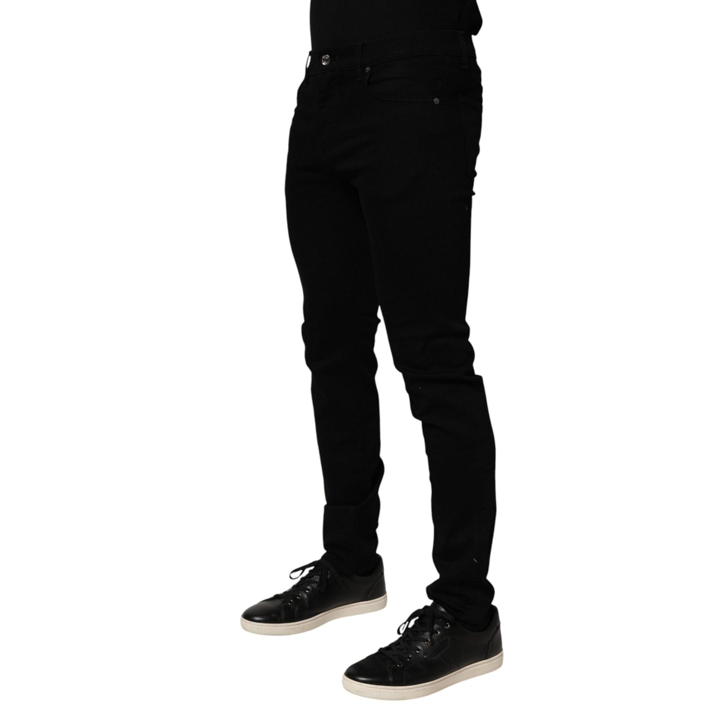 Dolce & Gabbana Black Cotton Stretch Slim Fit Men Denim Jeans