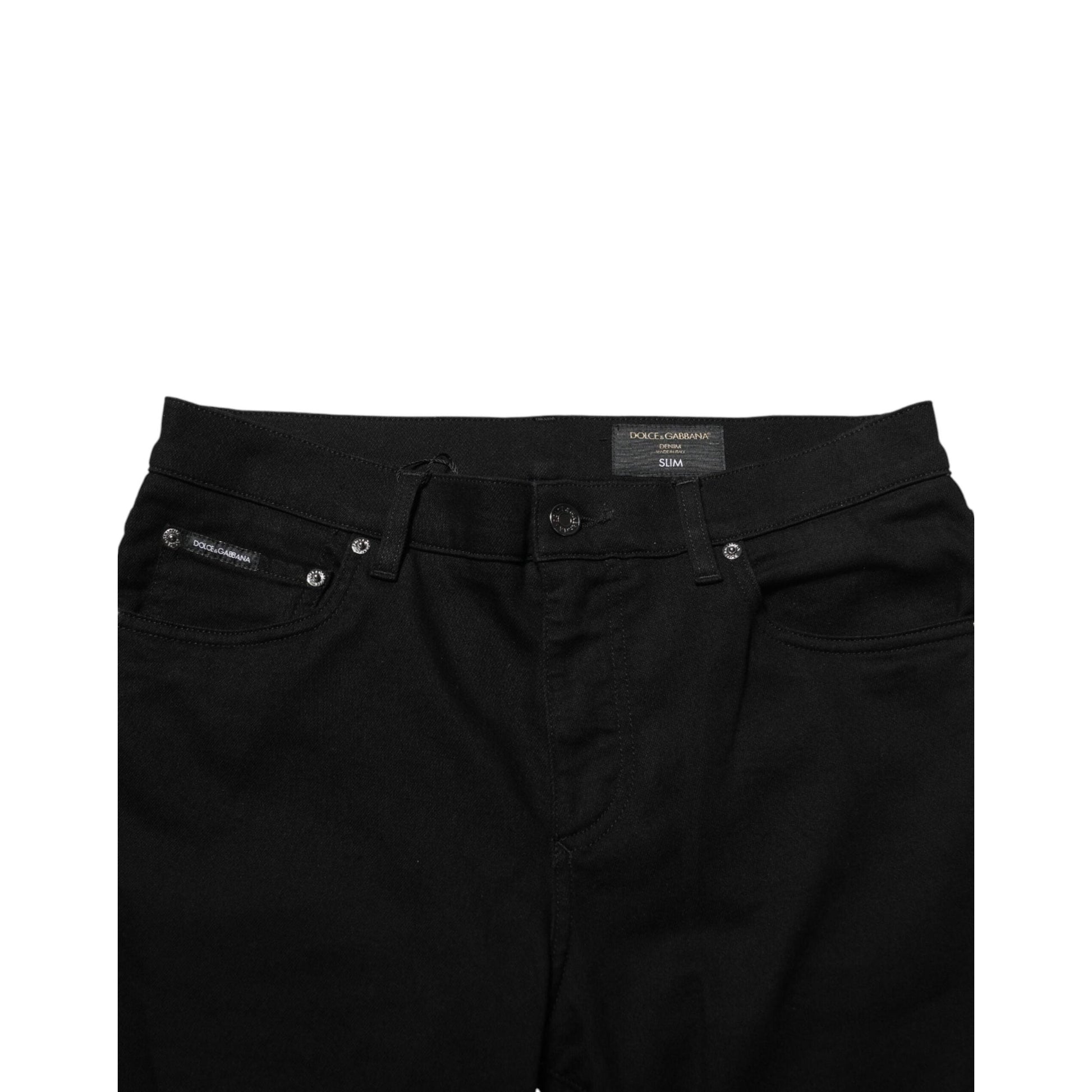 Dolce & Gabbana Black Cotton Stretch Slim Fit Men Denim Jeans