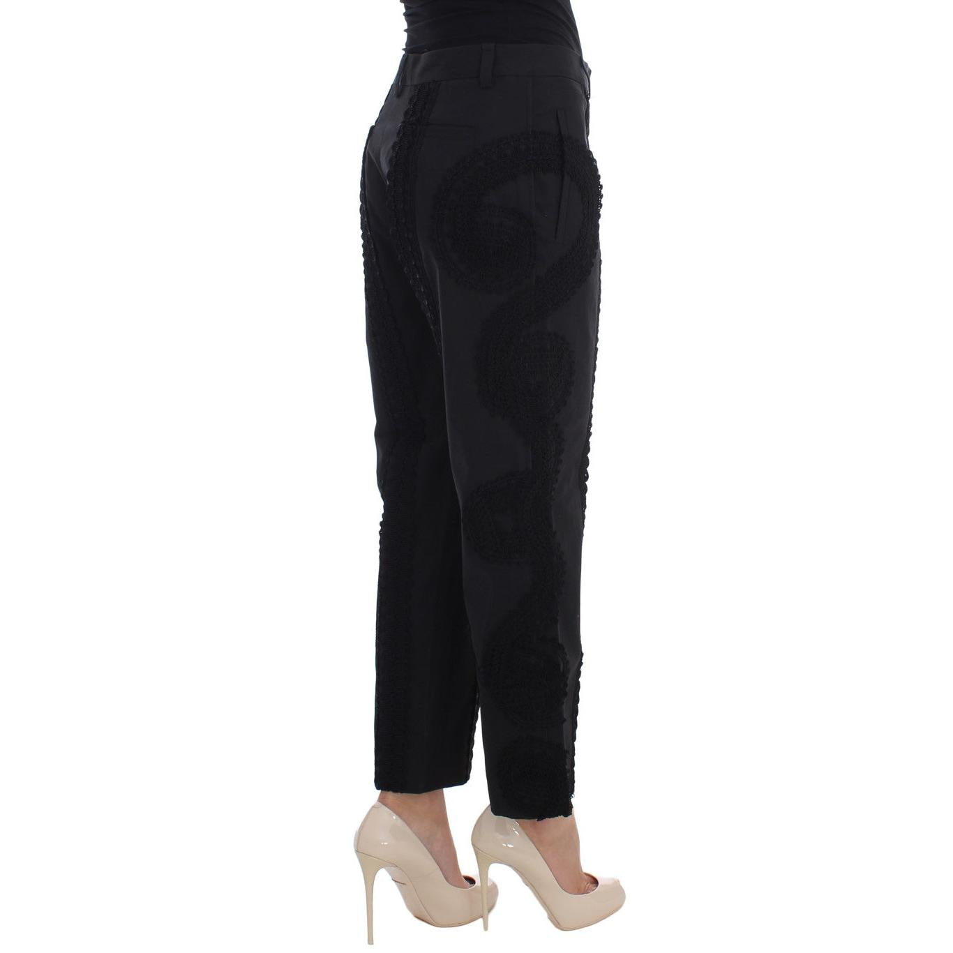 Dolce & Gabbana Black Cotton Stretch Torero Capris Pants