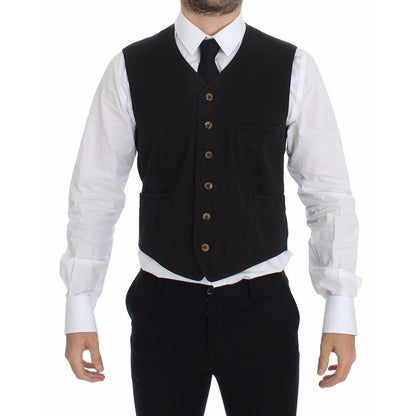 Dolce & Gabbana Black Cotton Viscose Dress Vest Blazer