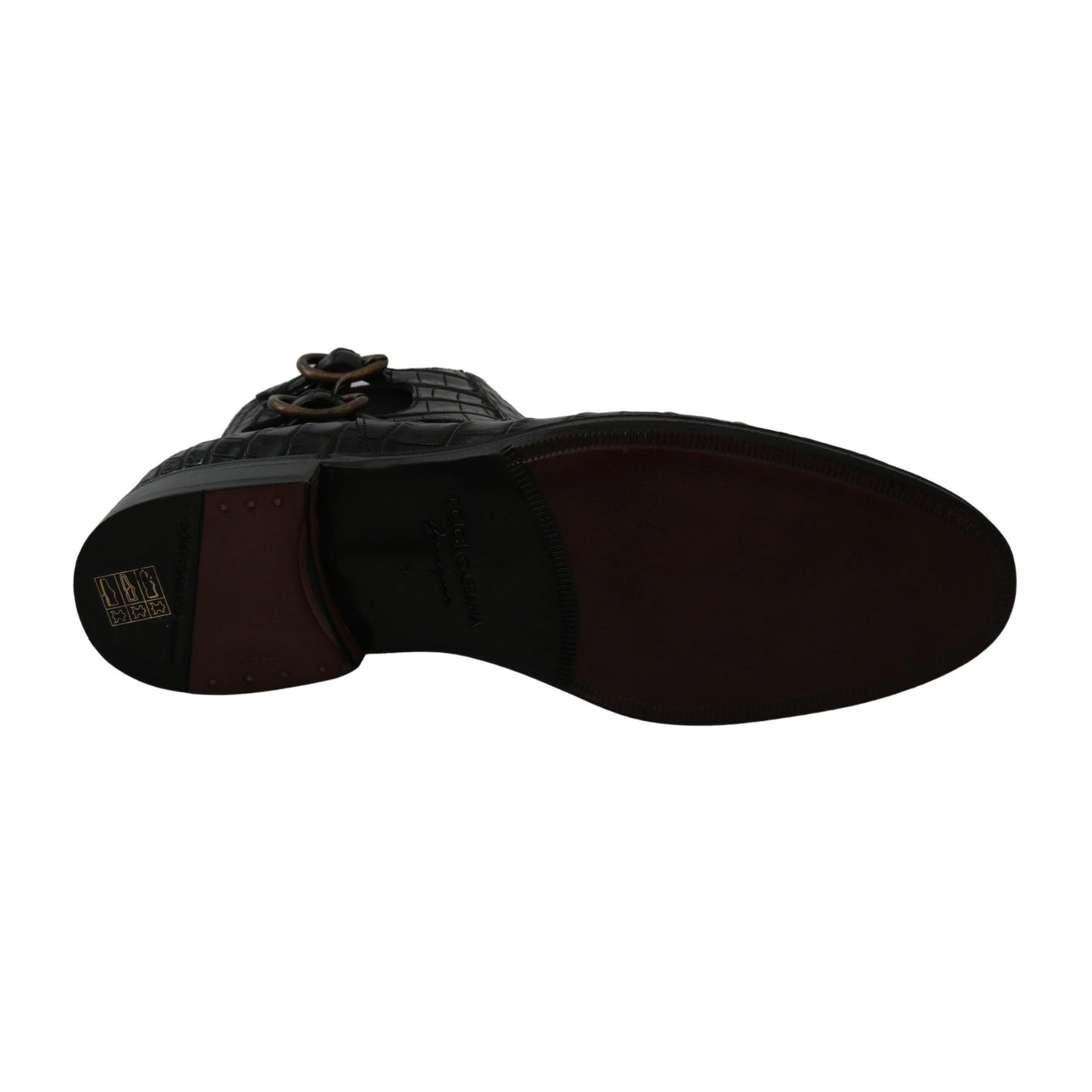 Dolce & Gabbana Black Crocodile Leather Derby Boots Shoes
