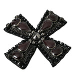 Dolce & Gabbana Black Crystals Alua Embellished Cross Pin Brooch-Modeoutlet