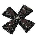 Dolce & Gabbana Black Crystals Alua Embellished Cross Pin Brooch-Modeoutlet