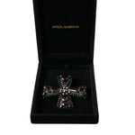 Dolce & Gabbana Black Crystals Alua Embellished Cross Pin Brooch-Modeoutlet