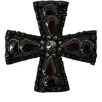 Dolce & Gabbana Black Crystals Alua Embellished Cross Pin Brooch-Modeoutlet